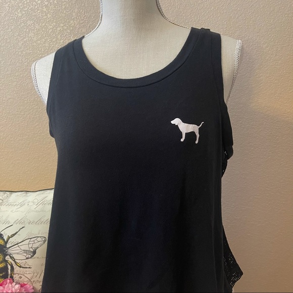Pink Victoria’s Secret black mesh tank top medium - Picture 3 of 6